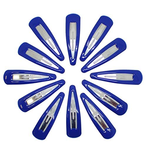 Topkids Accessories 12pc Snap Clips 5cm / 2" Snap Hair Clips Women Girls Kids Sectioning Slide Hair Grip Styling Fine Hair Thick Hair Bendies Sleepies School Uniform Colours Epoxy (Royal)