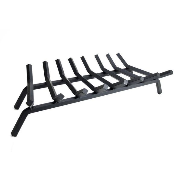 Fireplace Grate 30 in. Length 8-Bar Black Heavy Duty Steel Angled Tines Modern