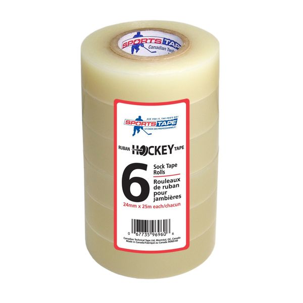 SportsTape Hockey Tape Multipack, Clear, 6 Roll