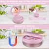 Denture Case, Leak Proof Denture Bath Case Cup Kit for Travel Cleaning, Denture Holder Box Bath Soaking Container for Women & Men with Mirror, Strainer, Removal Tool and Denture Brush(Pink)