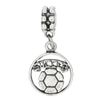LGU Sterling Silver Oxidized One Sided Soccer Cut Out Disc Dangle Bead Charm
