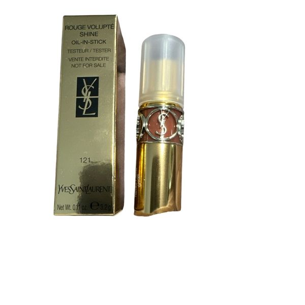 YSL Rouge Volupte Shine Oil-in-Stick Lipstick 0.11oz, NIB #121 Beige Satin