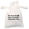 Flox Creative White Organic Small Drawstring Pouch Favourite Oranges Chocolate Ones