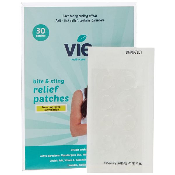 VIE Amazing Bite and Sting Anti-Itch Relief Invisible Patches Totally Natural Ingredients, 30 Count (Pack of 1)