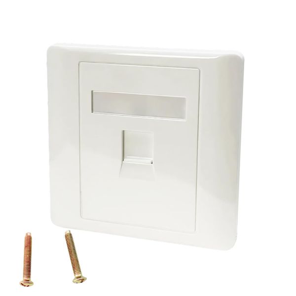Cat6 Single Port Wall Plate, RJ45 Network Socket, 86x86mm, White