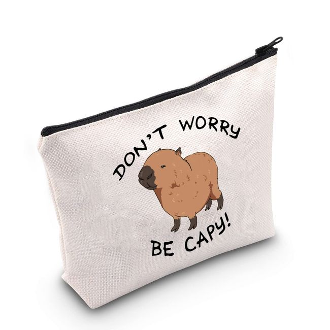 Capybaras Make-up-Tasche, Tiermotiv, Geschenk, lustig, "Don't Worry Be Capy", Make-up-Tasche, Tierparodie, Geschenk, Capybaras, Tierliebhaber, U.be Capy