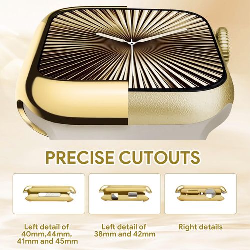 JR.DM 38mm Soft Flexible TPU Case Compatible for Apple Watch Series 3/2/1 Touchable Screen Lightweight Anti-Scratch All-Around Protector Thin Guard Shockproof Cover Shiny Bumper for iWatch, Gold