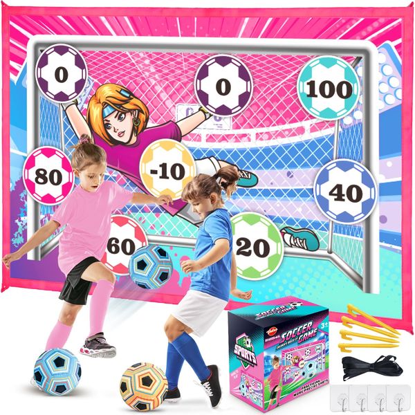 VATOS Football Ball Game Set for Kids, Indoor Outdoor Backyard Toss Football Goal Game with Velcro Balls, Foldable Flannel Goals, Birthday Easter Gift for 3 4 5 6 7 8 Year Old Boys Girls Sport Toy