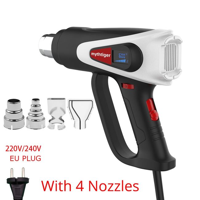 2000W Heat Gun Hot Air Heater Gun Digital LCD Display Dual Temperature 4  Nozzles