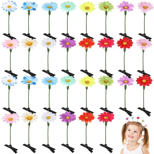 Luinabio 30 Pcs Bean Sprout Hair Clips Mixed Style Plant Hairpins Flower Plant Hair Clip Little Grass Barrette Butterfly Headwear Hair Accessories for Women Girl School Home Party (Vivid Flower)