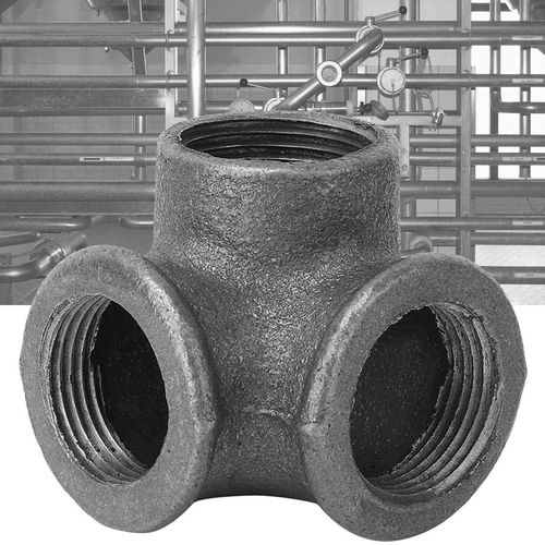 LUCASPP Black Tee fitting 90° malleable iron pipe connector 3 way side exit bend pipe connector （pack of 1） (1 inches)