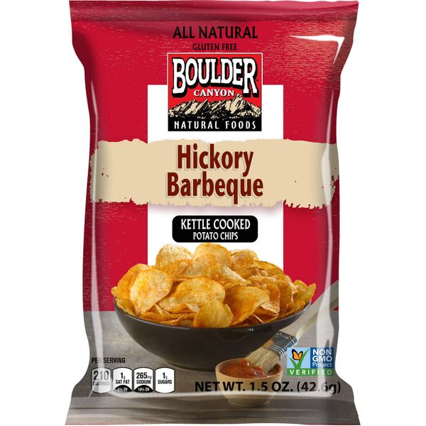 Boulder Canyon Hickory Barbeque Potato Chips, 1.5 Ounce - 55 per case.