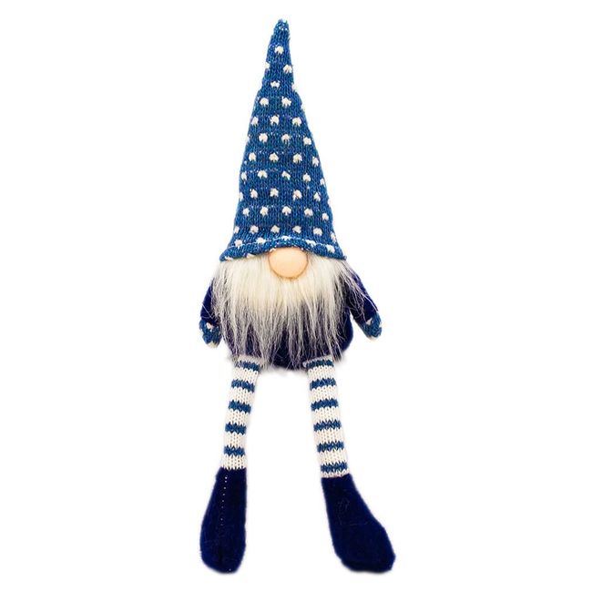 [Fancy] ts-233e Tomte Christmas Scandinavian Fairy Santa Claus Long Foot Tomte, Stylish, Interior, Christmas Ornament, Room Accent, Decoration, Yurt Tomte (Small) (Blue)