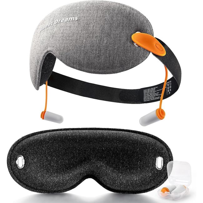 VHMV 3D Contoured Cup Sleep Eye Mask with Ear Plugs,Noise Canceling Gray