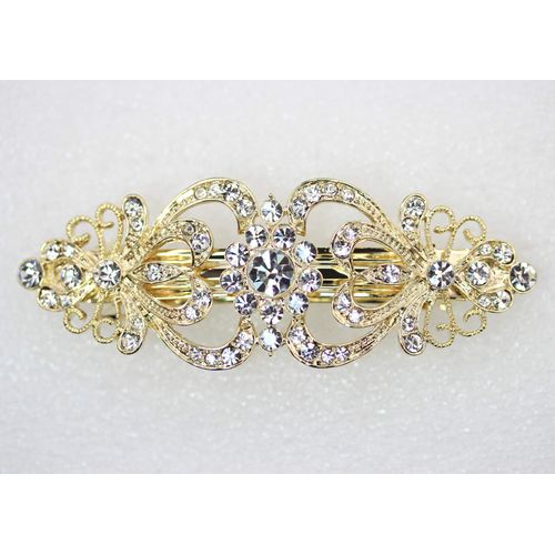 Faship Gorgeous Clear Crystal Hearts Floral Hair Barrette