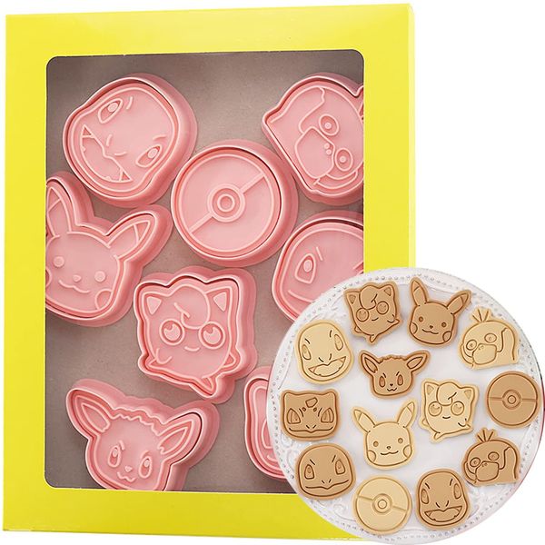 Set of 8 Cookie Cutters, For Pockets, Cookie Mold, DIY Baking Mold, 3D Pressed Biscuit Mold, Fresh, Cute Cookie Baking Tools, Kitchen, Presentation Type, Kitchen, Bento Box, Confectionery, Handmade, Children's, Birthday Gift, Christmas, Children's Gift