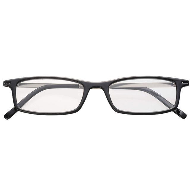 Megan 5625-20 Men's Reading Glasses, Stylish, Blue Light Reduction, Ultra Slim, Compact, Ultra Flat Reader, Black, 2.00 Degree