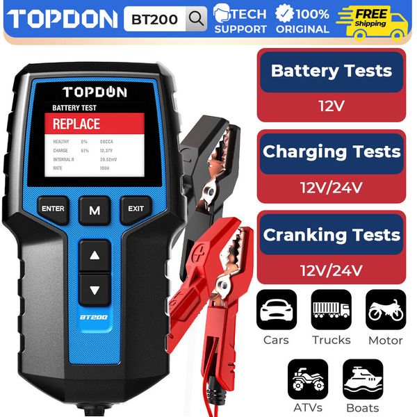 TOPDON BT200 12V 24V Battery Test✔️Charging Test✔️Cranking Test 2000CCA
