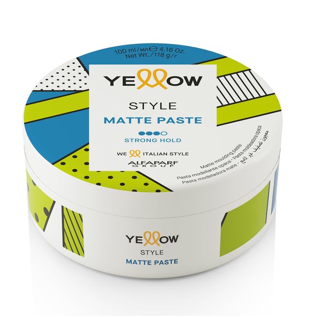 Yellow Style - Strong Hold Hair Paste - Matte Finish - Ideal for Sculpting or Tousled Looks - Long Lasting - Keeps Hair Soft and Hydrated - 4.16 oz.