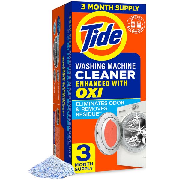 Washing Machine Cleaner by Tide, Washer Machine Cleaner with Oxi for Front and Top Loader Washer Machines, Deep Cleaning Odor Eliminator, 3 Month Supply