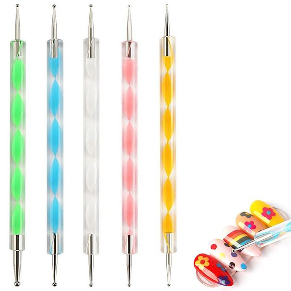 Dot Pen Nail Art Double Ended Dot Pens for Nail Art Nail Art Pen Nail Tools Stipple Tool Nail Deco Pen Set of 5