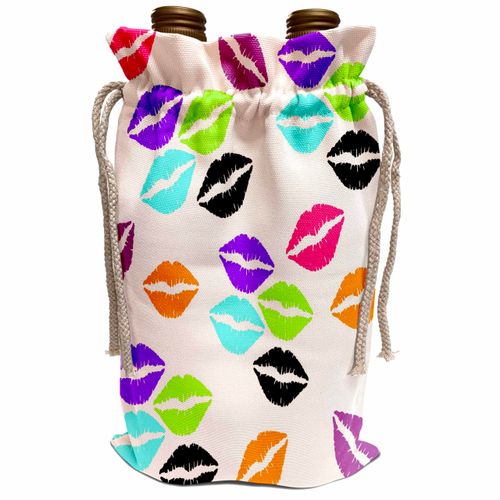 3dRose Image Of Lipstick Mouths Mix Colors Wine Bag