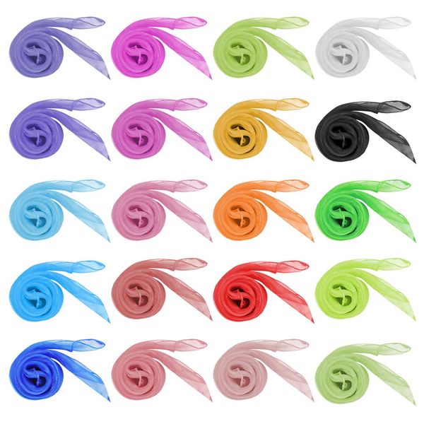 Dadabig 20 PCS Silk Dance Scarves, Juggling Scarves Square Scarves Multicolor Rhythm Band Scarves for Kids Adults, 20 Colors, 60 x 60 cm