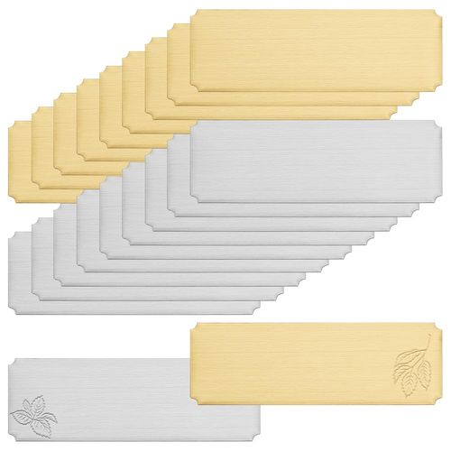 UNICRAFTALE 30pcs Name Plates Laser Engraved Blank Plate 2 Colors Stainless Steel Name Tag Frame Name Label Art Tag for Frame with Adhesive Backing 2.99"x 0.98" Personalized Nameplate