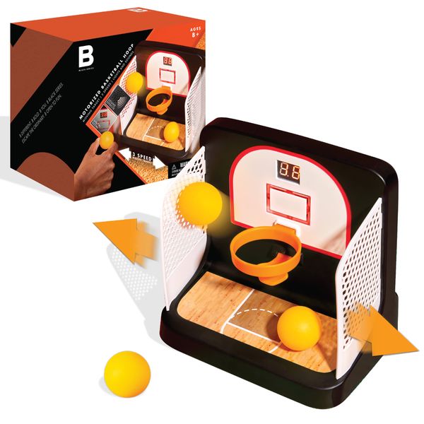 BLACK SERIES Motorized Basketball Mini Arcade Game, Indoor Tabletop Game, Moving Basketball Hoop, 3 Speeds, 3 Balls, Digital Scoreboard & Sound Effects, Fun Kids & Family Game, Toys for Boys Ages 8+