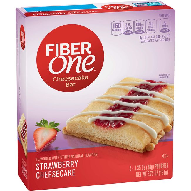 Fiber One Cheesecake Bar, Strawberry, Dessert Bar, 6.75 oz, 5 ct