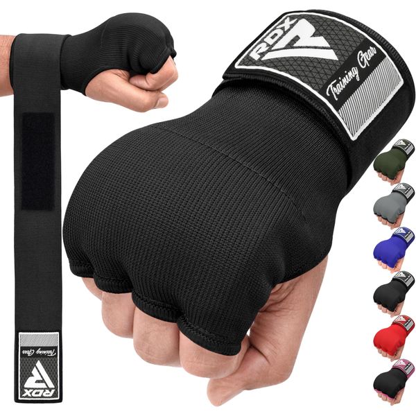 RDX Gel Boxing Hand Wraps Inner Gloves Men Women, Quick 75cm Long Wrist Straps, Elasticated Padded Fist Under Mitts Protection, Muay Thai MMA Kickboxing Martial Arts Punching Training Bandages