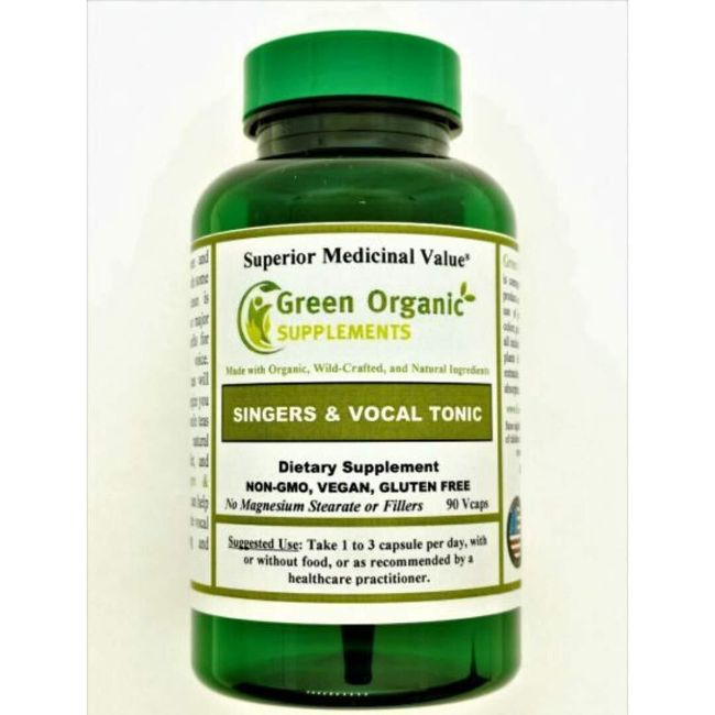 Green Organic Supplements' - Singers & Vocal Tonic, 90 VCaps, Dietary Supplement