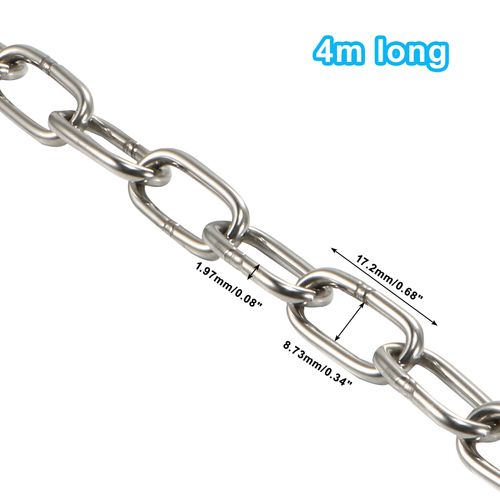 Adyoney 5/64inch(2mm) 4.4yd (4m) 304 Stainless Steel Chain Suspension Chain for Home Outdoor Camping, Hanging Billboard, Door Number, Lamp