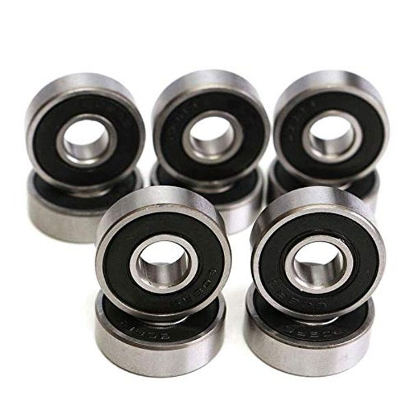 608-2RS Ball Bearing(10PCS) - Double Rubber Sealed Miniature Deep Groove Ball Bearings for Motor,Skateboards, Inline Skates, Scooters (8mm x 22mm x 7mm)