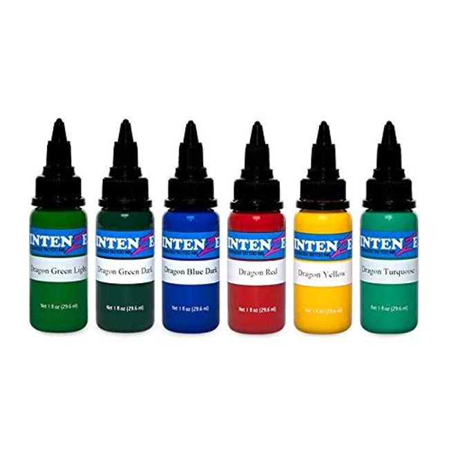 Intenze Tattoo Ink Japanese Dragon Color Series by Mario Barth 6 Bottles 1oz