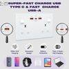 Double Socket with USB | Type-C + USB-A | 35W Super-Fast Charge | White Screwless Wall Outlet 13A