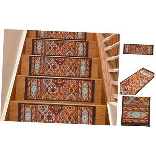 Stair Treads Skid Slip Resistant Backing Indoor Set of 15 Bakhtiari Multi