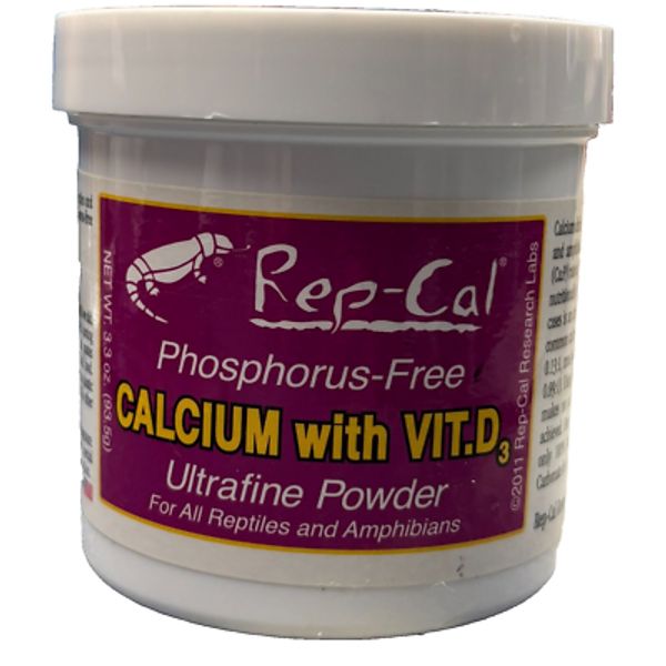 Rep Cal Calcium with Vitamin D3 Ultrafine Powder for Reptiles Amphibians 3.3 oz
