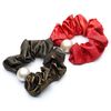Fashionable Pearl Adult Red Scrunchie Hair Elastic Barrette Hair Elastic Hair Accessory Cute Women's Korea (Red)