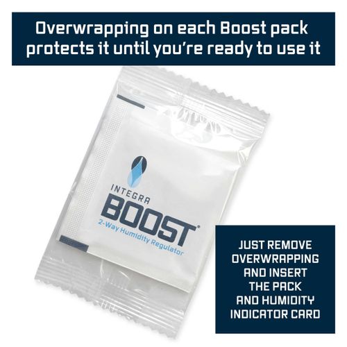 Integra Boost 55% RH Level - 4 Gram Size - Two-Way Humidity Control Pack - Incl. Replacement Indicator Cards - Food Storage & Herbs Moisture Balancer for Up to 1/2 oz (Pack of 6)
