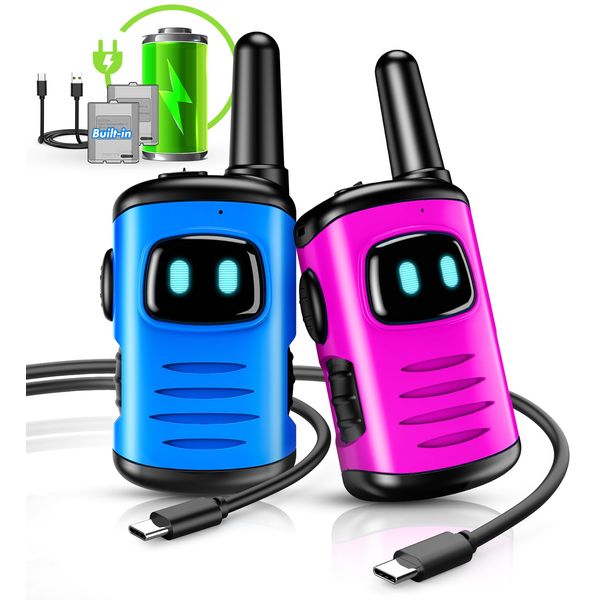 Veopoko Rechargeable Walkie Talkies, Toys for 3 4 5 6 7 Year Old Boys Girls Kids Xmas Gifts for 3-12 Year Old Kids Toys Age 3 4 5 6 7 8 Birthday Presents Xmas Stocking Fillers for Kids