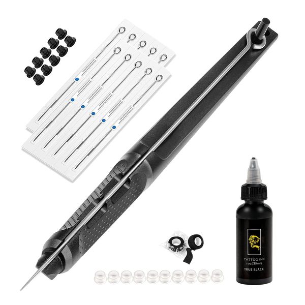 Tattoo Kit Tattoo Pen Kit Poke a Stick Tattoo Hand Tool Kit with Ink 10 PCS Needles