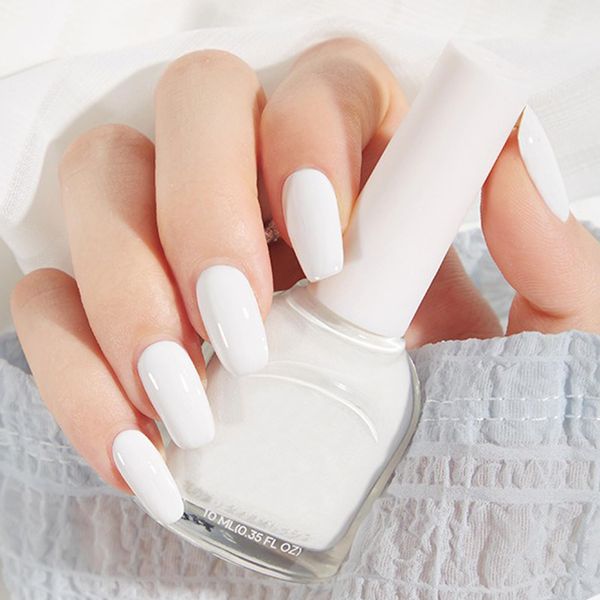 White Nail Polish, Quick Dry Nail Varnish, Pure White Water-Based Nail Gel, Milky White Chip-resistant Peel off Nail Polish, French Manicure Nail Polish for Nail Art DIY, No Need Cure