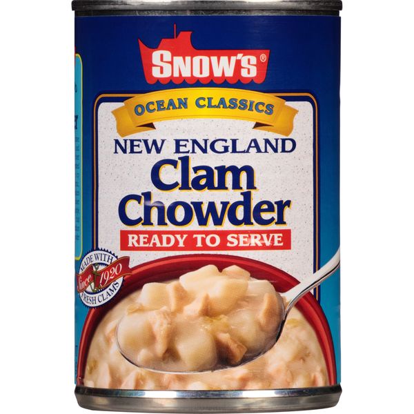 SNOW'S BY BUMBLE BEE Ready to Serve New England Clam Chowder, 15 Ounce Can (Pack of 12), Canned Soup, Stew and Chunky Soup