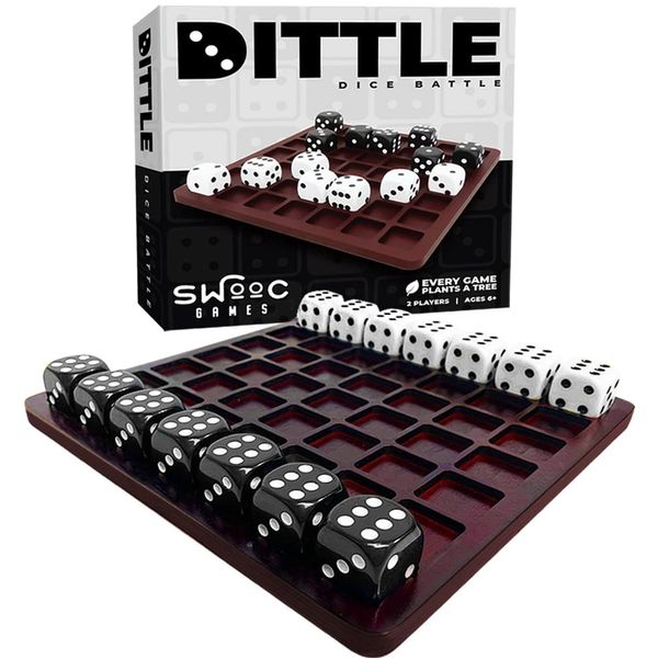 Dittle - Dice Battle | 2 Player Dice Games for Adults | Adult Board Games for 2 Players | Best Two Player Games for Adults | 2 Person Wooden Coffee Table Games | Bar Games for Adults Indoor Tabletop