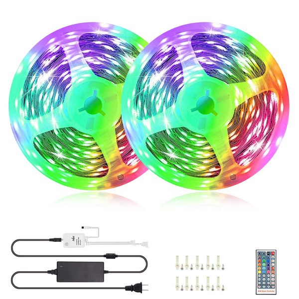 50FT Music LED Strip Lights,Sync to Music with 40 Key Remote Controller Flexible Strip Lights for Bedroom