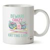 Hippowarehouse Beware Crazy Knitting Lady Printed Mug Cup Ceramic 10oz
