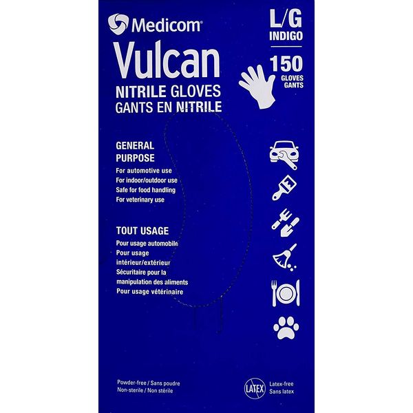 MEDICOM Vulcan Nitrile Gloves, 150 Count Large