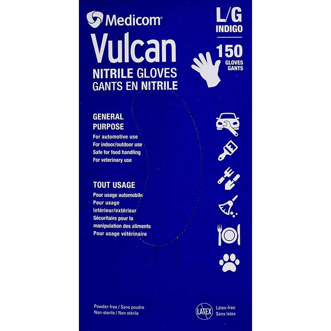 MEDICOM Vulcan Nitrile Gloves, 150 Count Large
