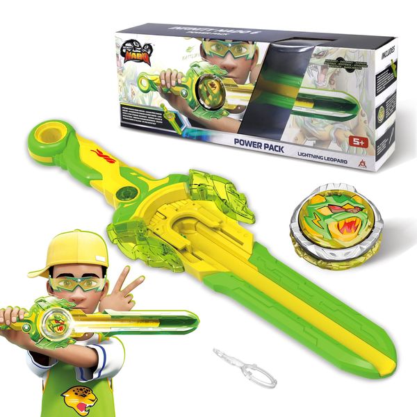 INFINITY NADO Bey Battling Blade Toys, Spinning Top and Sword Launcher Battle Set Toys for Kids, Bey Battle Blade Brust Sword Top Toys for 5 6 7 8 9 10 11 12 Year Old Boys, Lightning Leopard